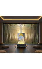 Outdoor Big Size Garden Buddha Face Wall Fountain, Terracotta Finish, 3.3 Feet with Led Lights Water Pump