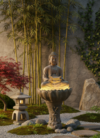 Lotus Buddha 4 FT |Water Fountain for Home, Indoor, Living Room, Big Size Fountain for Garden, for Home vastu, Buddha Fountain (White)