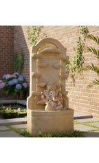 Water Fountain Outdoor Big Size Garden Buddha Face Wall Fountain, Terracotta Finish, 3.3 Feet with Led Lights Water Pump