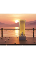 3feet Water Fountain Cream Buddha Garden Water Fountain Indoor Outdoor Fountain for Home Office Living Room Decor with LED Lights and Water Pump