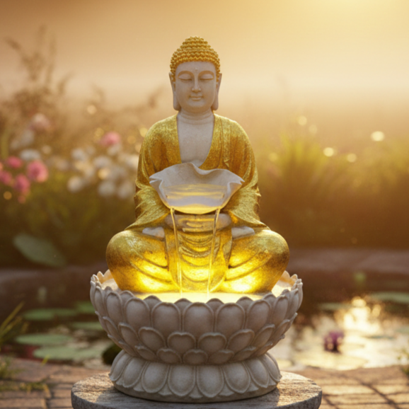Lotus Buddha Indoor Outdoor Waterfall Fountain