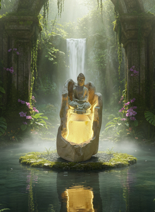 Lord Buddha LED Water Fountain – Home & Garden Décor