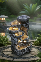 Rock Style LED Water Fountain – Indoor & Outdoor Décor (Black)