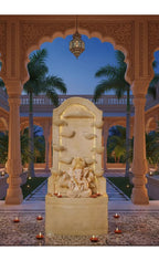 Water Fountain Outdoor Big Size Garden Buddha Face Wall Fountain, Terracotta Finish, 3.3 Feet with Led Lights Water Pump