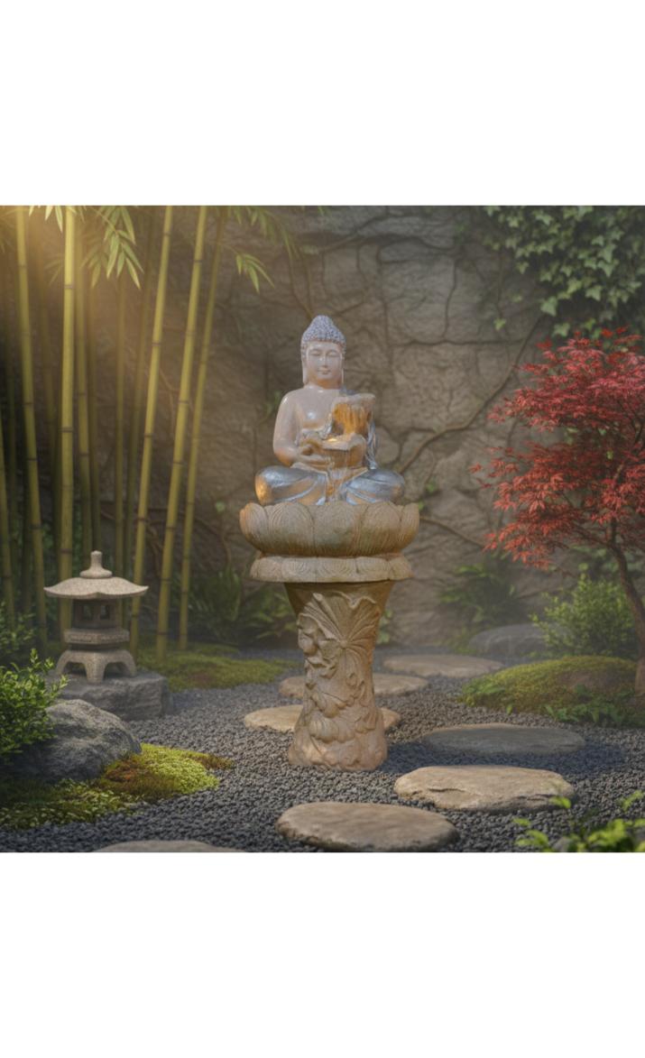 Buddha Statue Decorative 4 FT | Waterfall Fountain for Outdoor Living Room,Office,Garden Table top Waterfall Indoor Home Décor