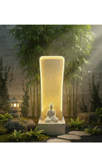 3feet Water Fountain Cream Buddha Garden Water Fountain Indoor Outdoor Fountain for Home Office Living Room Decor with LED Lights and Water Pump