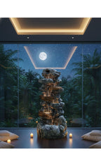 Decorative Rock Water Fountain for Home & Garden 4 FT 9 INCH | Multi-Tier Stone Finish Waterfall Showpiece with LED Light | Indoor Outdoor Tabletop Fountain