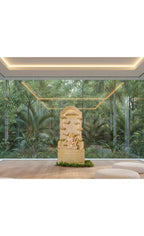 Water Fountain Outdoor Big Size Garden Buddha Face Wall Fountain, Terracotta Finish, 3.3 Feet with Led Lights Water Pump