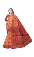 Gephical Women Pure Cotton Traditional Handloom Bengal Tant Saree Noyonchuri Design Without Blouse Piece