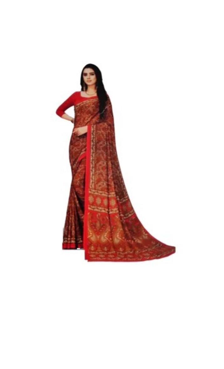 Gephical Women's Plain Weave Pure Chiffon Saree Without Blouse Piece
