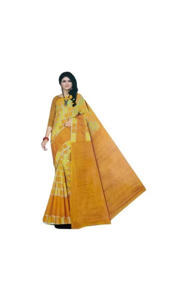 Gephical Women's Pochampally Cotton bandhani Printed art silk Saree with Blouse Piece