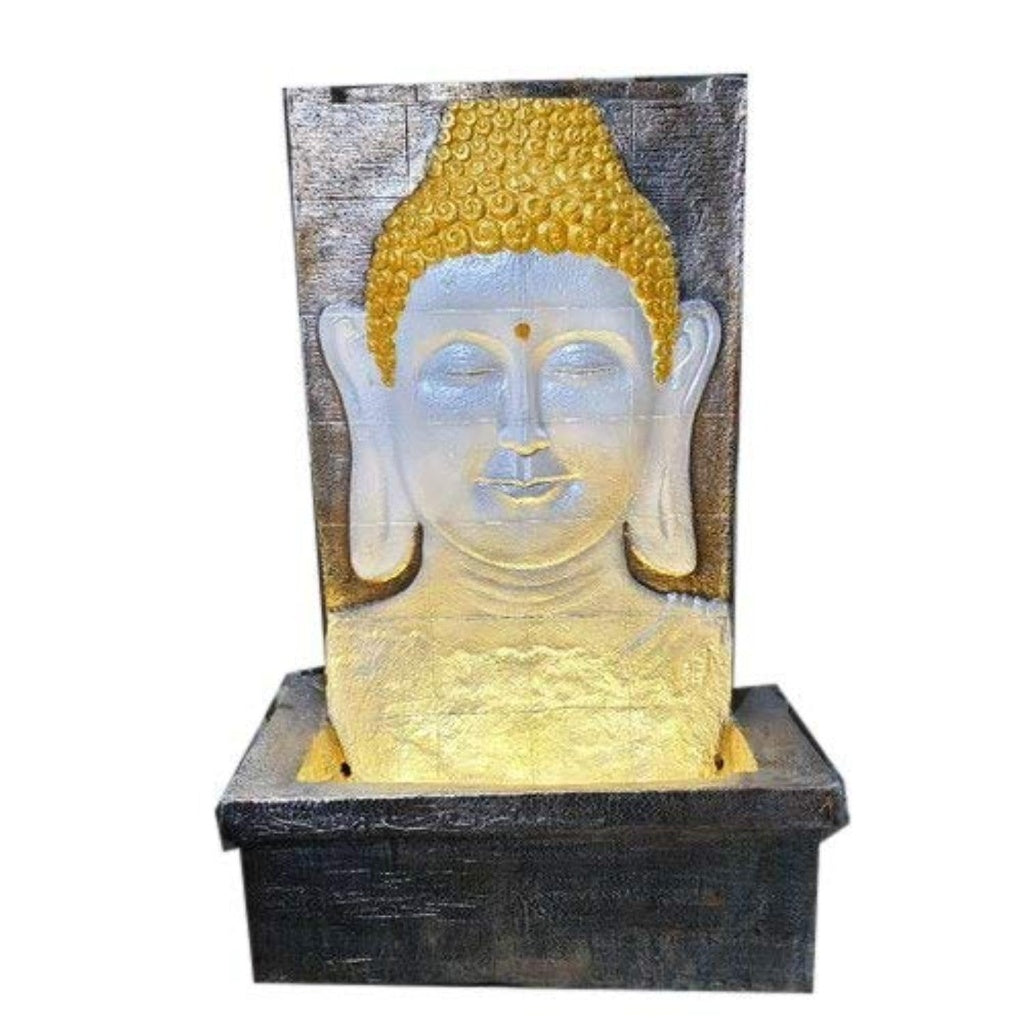 Fiberglass Water Fountain 20 Inch Long Diya Ganesh Fiber Water Fountain for Living Room, Home Decor Garden Patio Deck Porch with Led Lights Water Pump